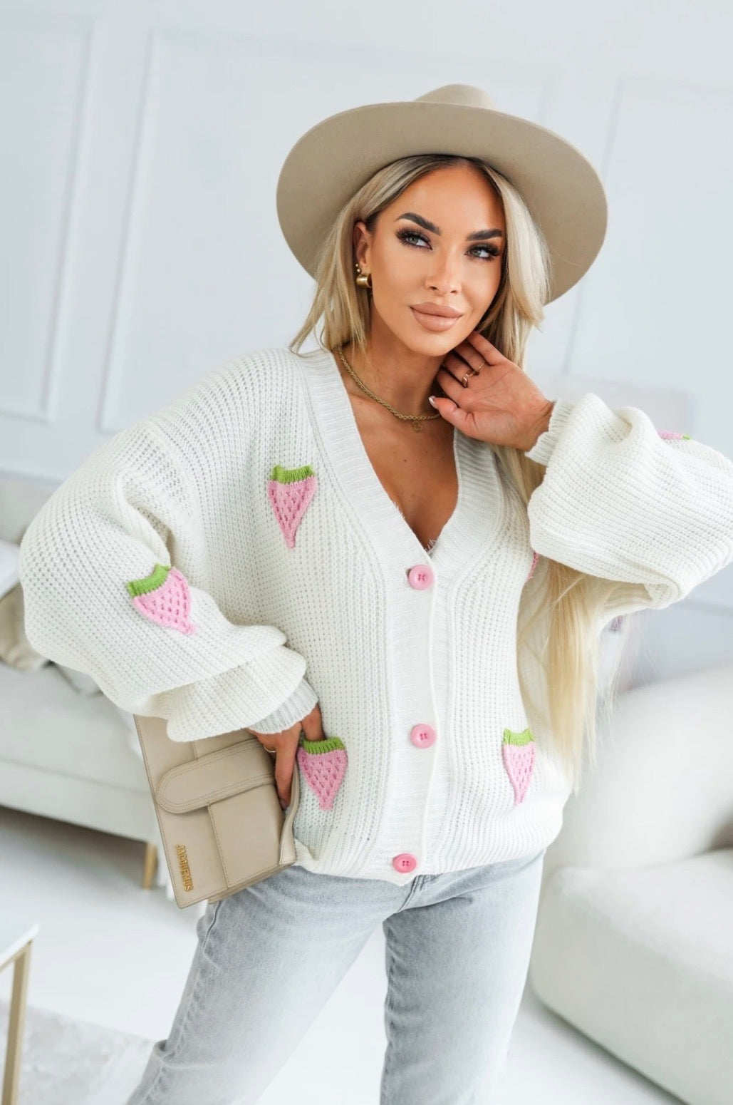 Kardigan Sweet Berry – Cream